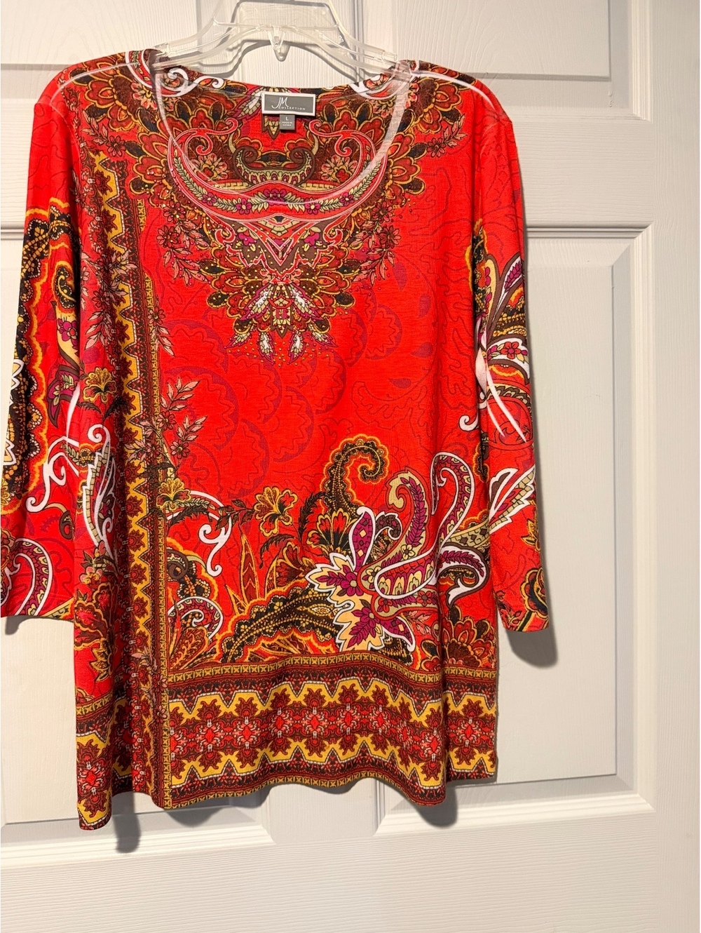 JM Collection red paisley top